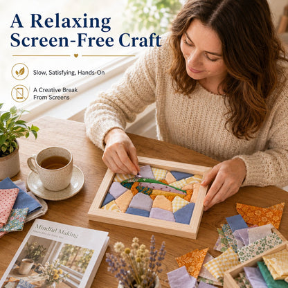 🧵 No-Sew Kinusaiga Fabric Art Kit – DIY Fabric Tucking Wall Art with Frame & Tools